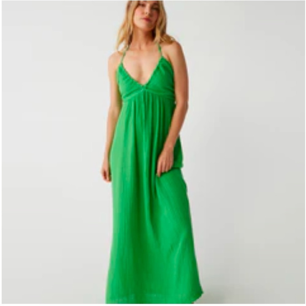 NWT Michael Stars Green Plunge Sundress Maxi